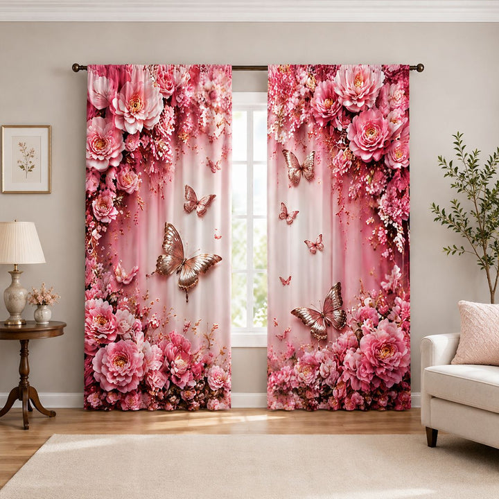 Floral Patterned Window Curtains
