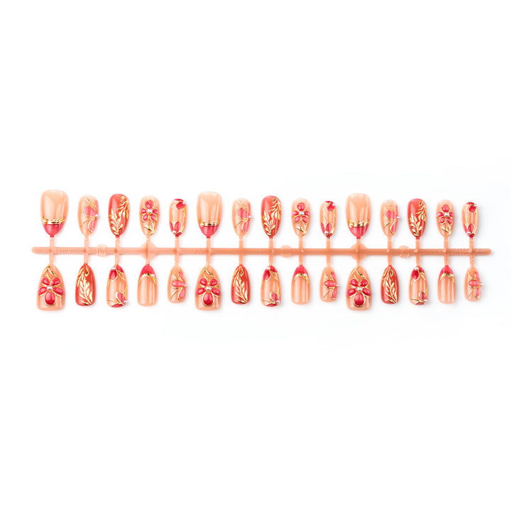 Elegant Floral Embellished Press-On Nail Art Set Kalsten