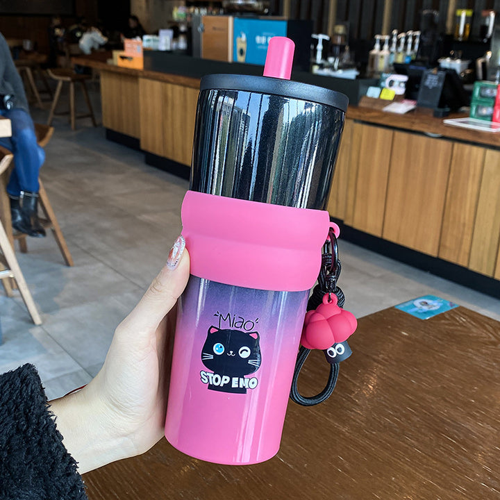Women's playful coffee mug with silicone sleeve and integrated pendant Kalsten