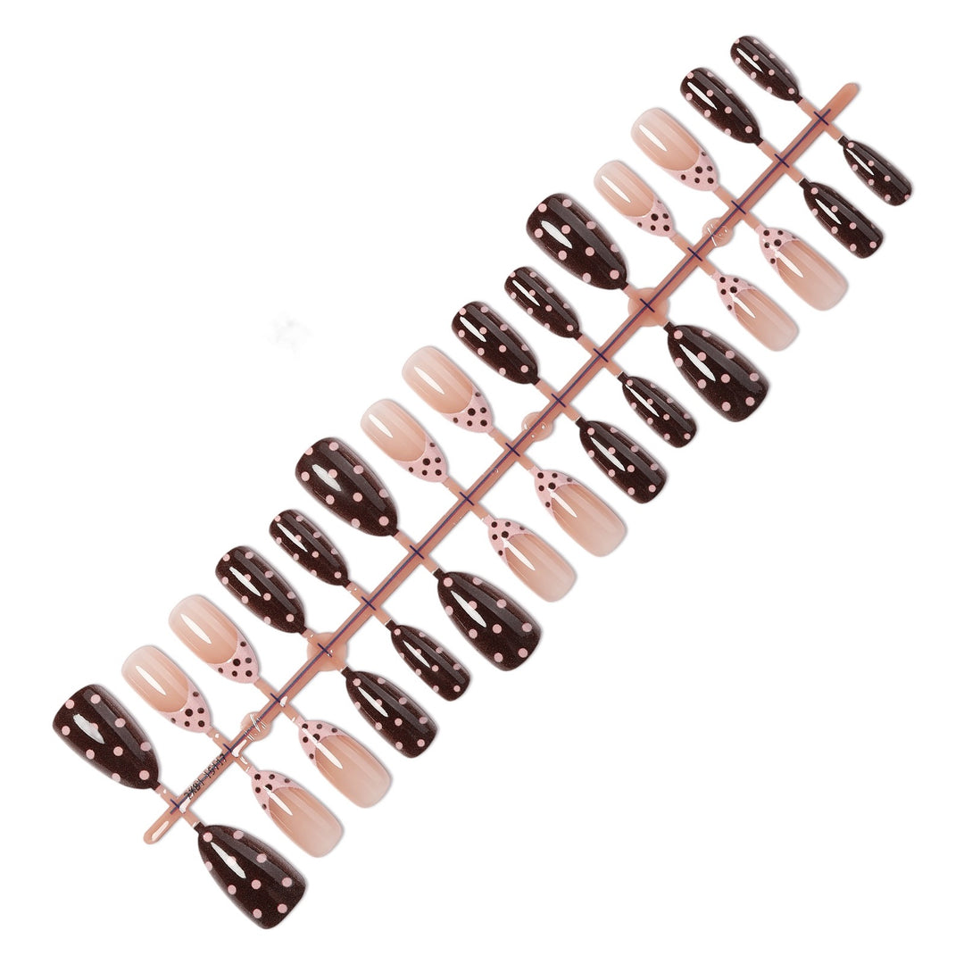 Artificial nail set with elegant zigzag and polka dots Kalsten