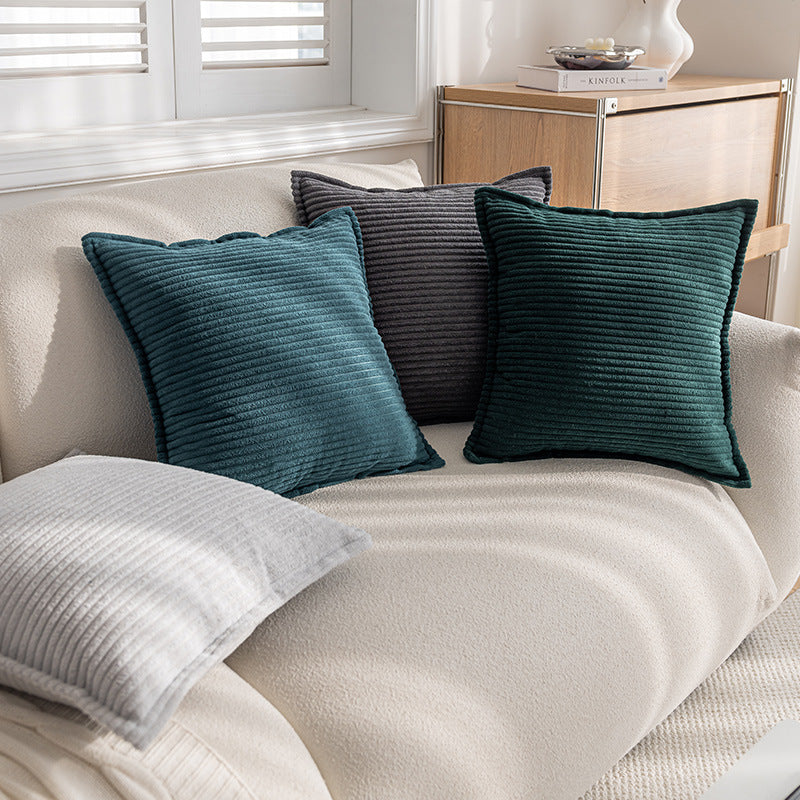 Decorative Ribbed Corduroy Throw Pillow Cover Square Accent Cushion