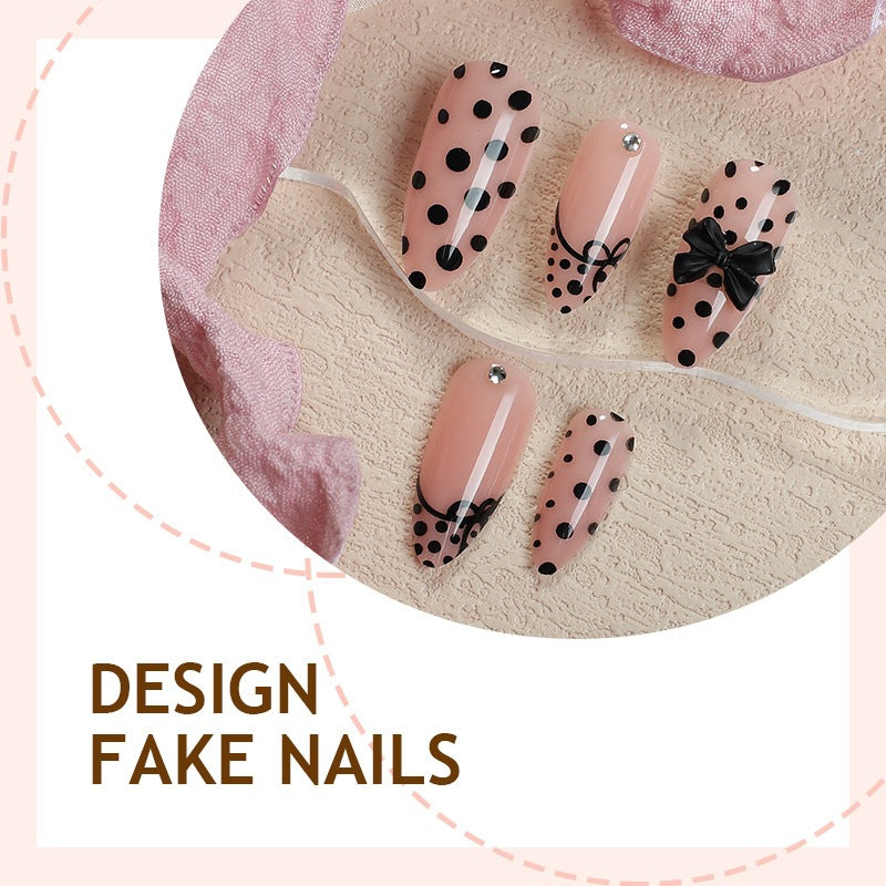 Nail art set with elegant polka dot and bow motifs Kalsten