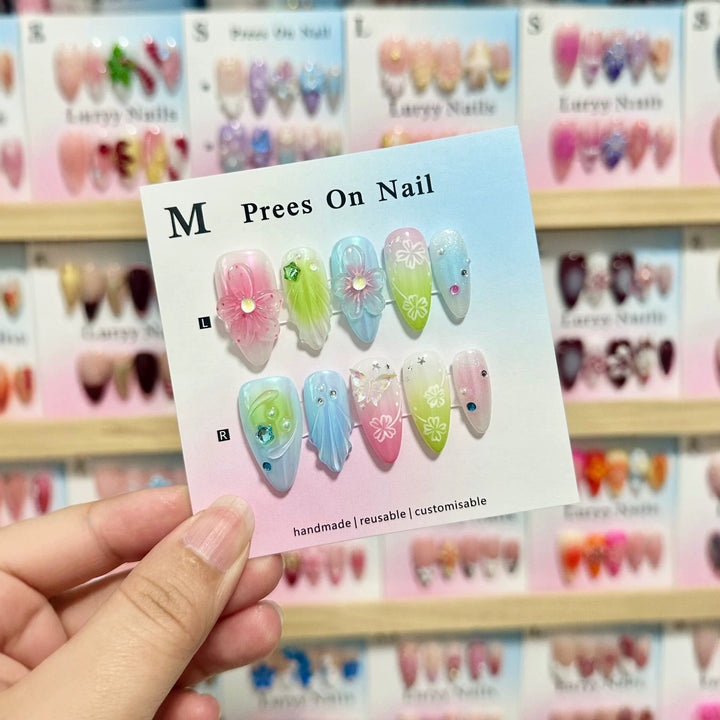 Artistic Handcrafted Press-On Nail Art Set