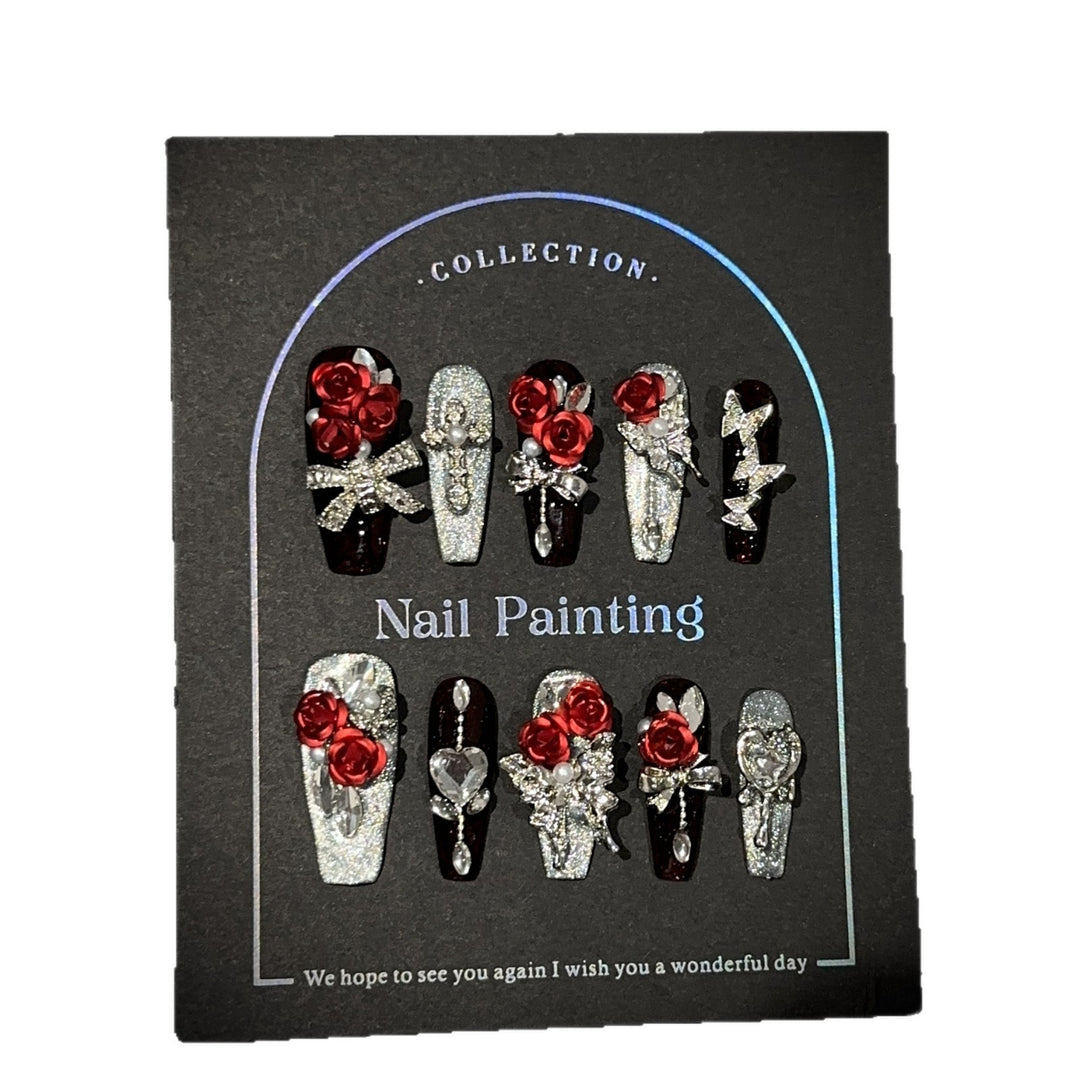 Glamorous Floral-Embellished Press-On Nail Set