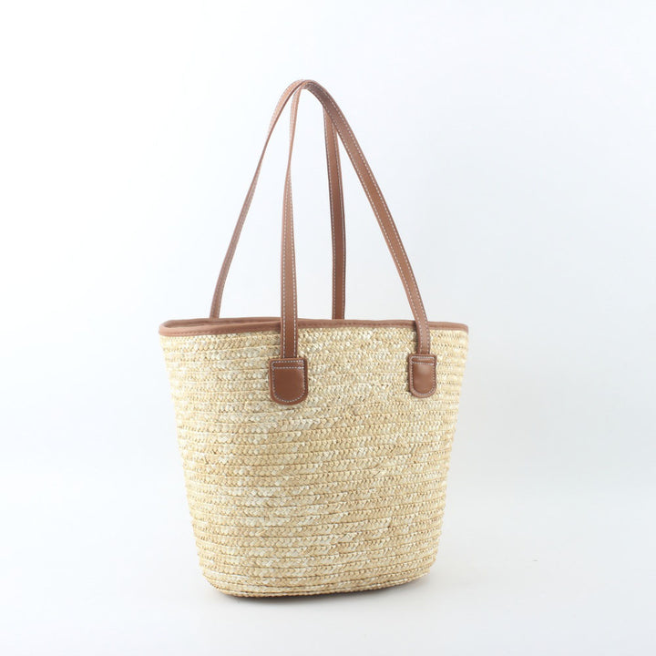 Braided basket bag with elegant leather handles Kalsten