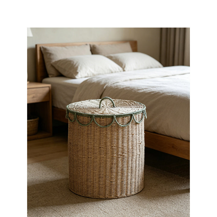 Natural storage basket with lid Kalsten