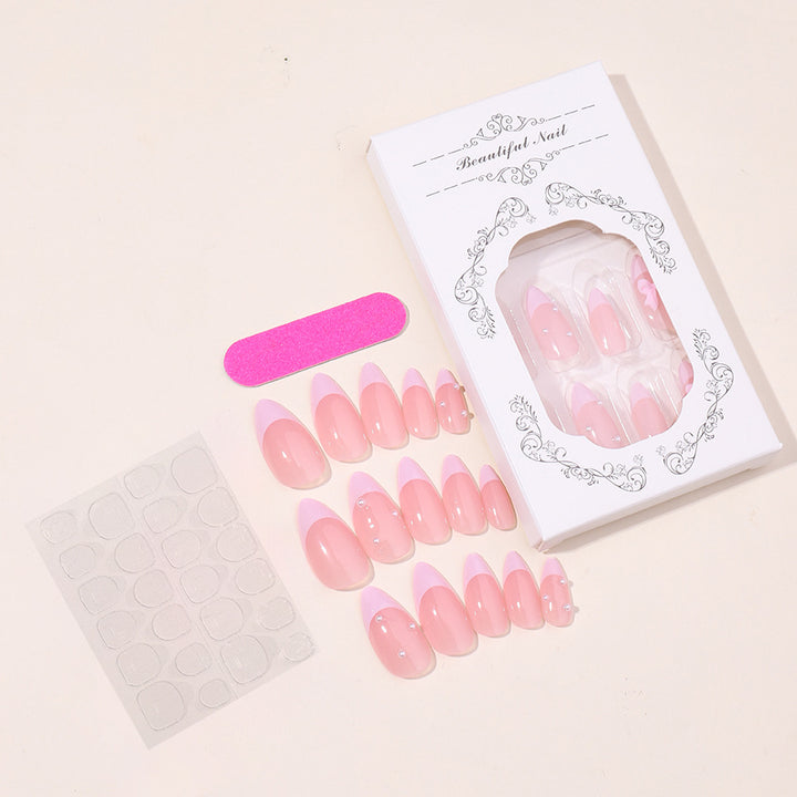Premium False Nail Set with Elegant French Tip Design Kalsten