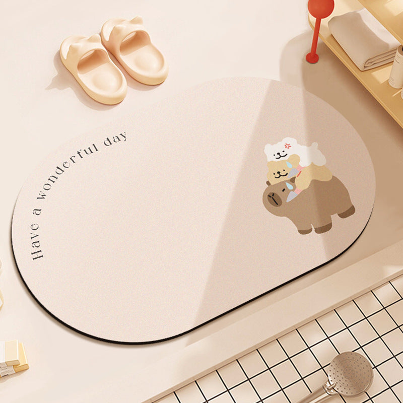 Cartoon Animal-Themed Bath Mat