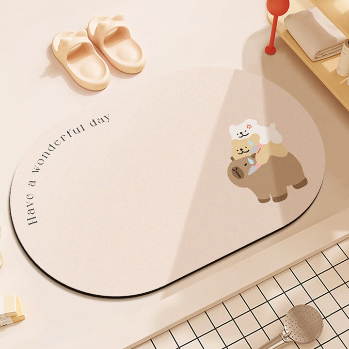 Cartoon Animal-Themed Bath Mat