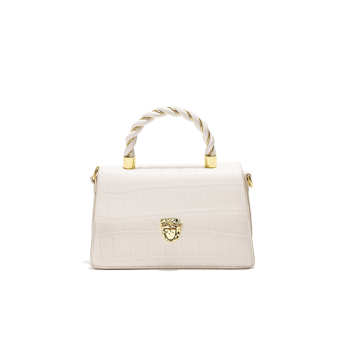 Crocodile Patterned Leather Handbag