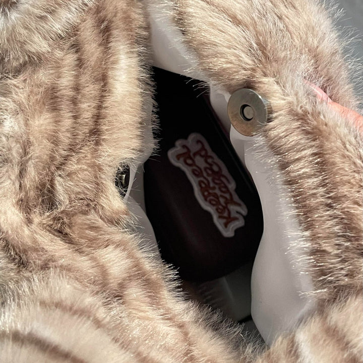 Cozy Plush Shoulder Bag with Animal Motif Kalsten