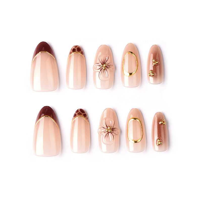 Elegant Floral Accent Press-On Nail Art Kalsten