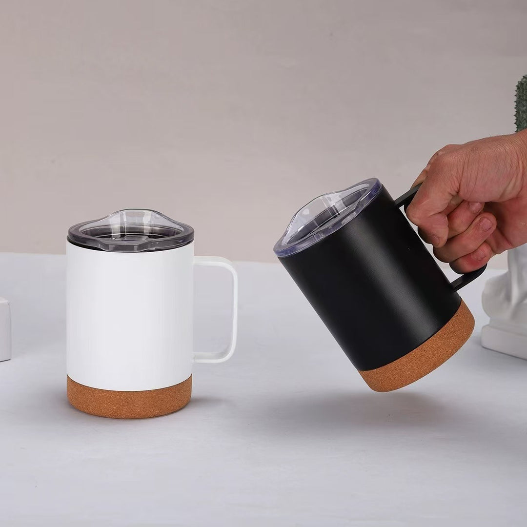 Ladies elegant coffee mug with cork bottom and transparent lid Kalsten