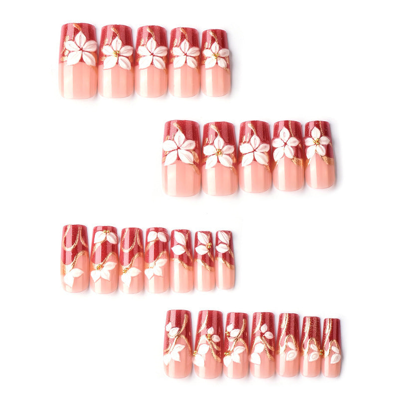 Artistic Floral 3D Press-On Nail Art Kalsten