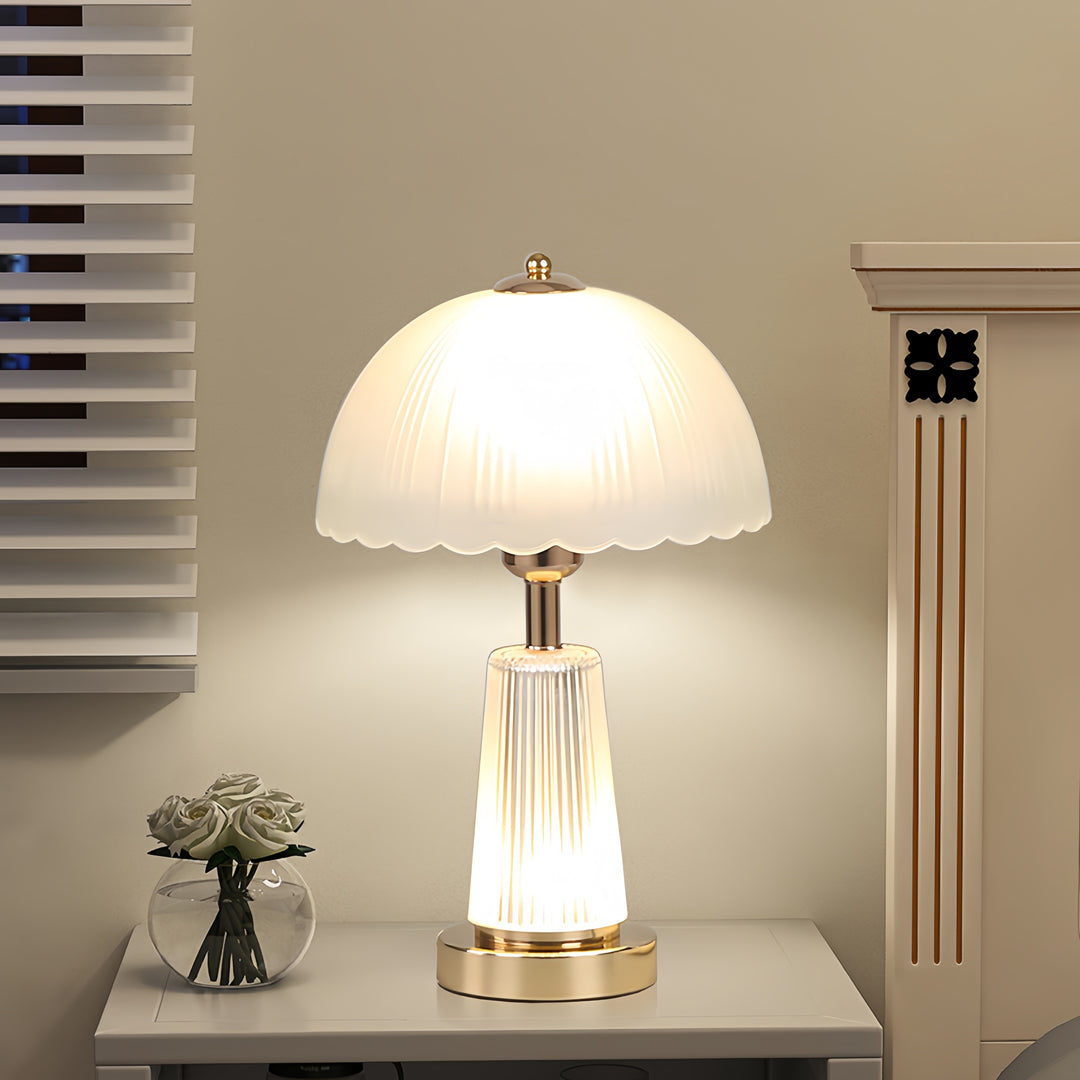 Elegant Table Lamp with Artisanal Fluted Shade
