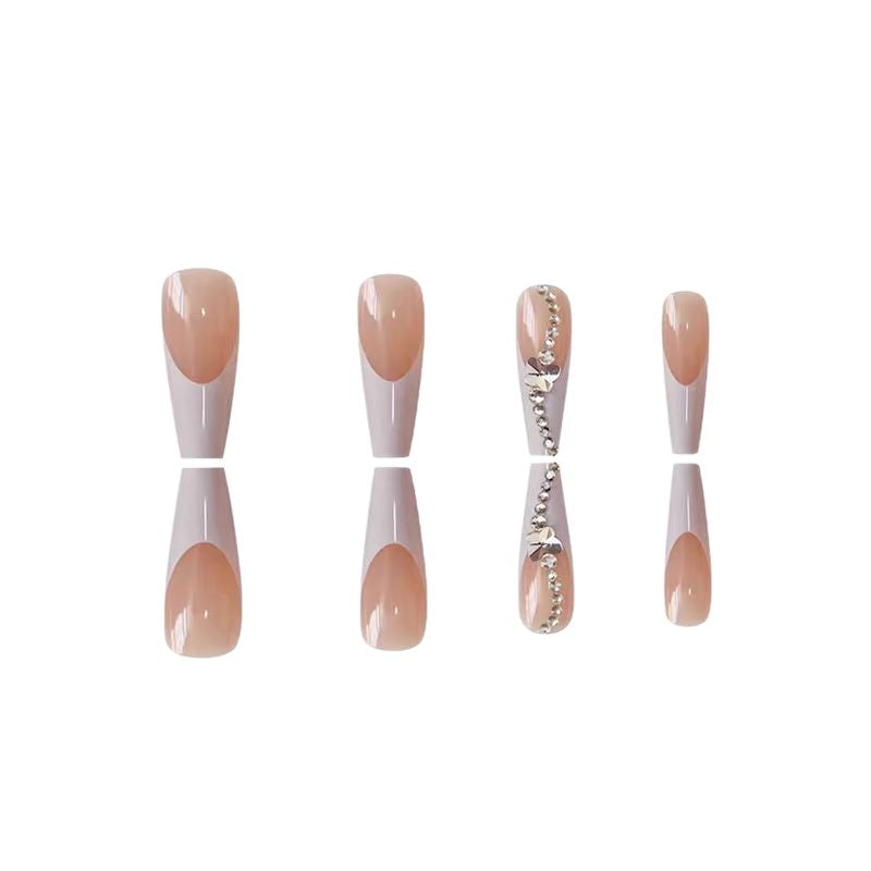 Elegant Long French Tip Acrylic Nail Art Kalsten