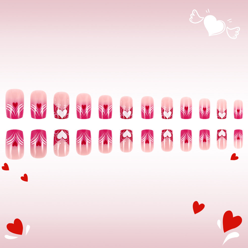 Heart-Embellished Press-On Nail Art Kalsten