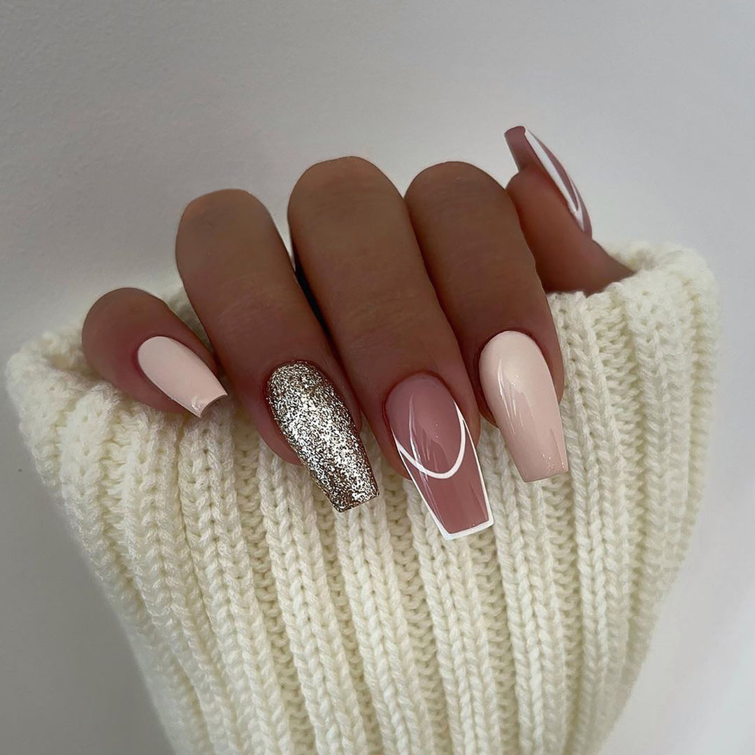 Elegant Nail Extensions with Glamorous Accents Kalsten