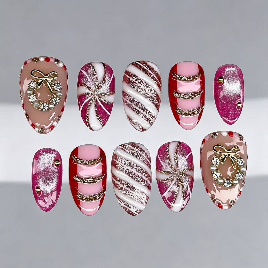 Decorative Press-On Nail Art Set with Holiday Motifs Kalsten