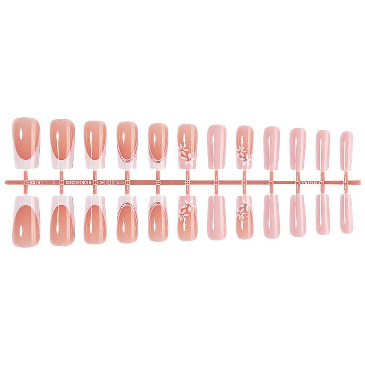 Acrylic nail set with elegant flower design and shine Kalsten