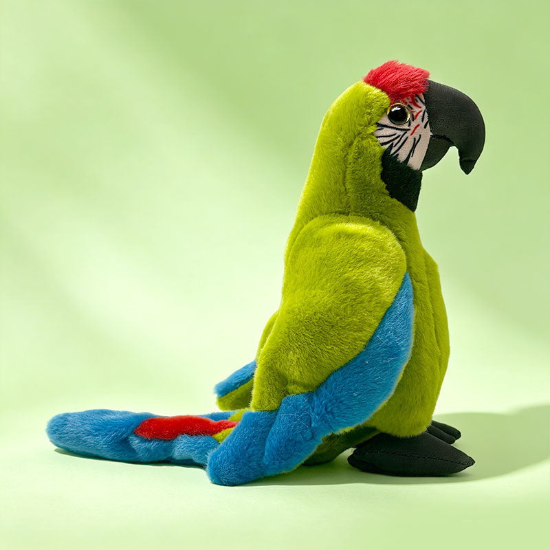 Lifelike Plush Parrot Toy with Embroidered Beak and Poseable Feet Kalsten