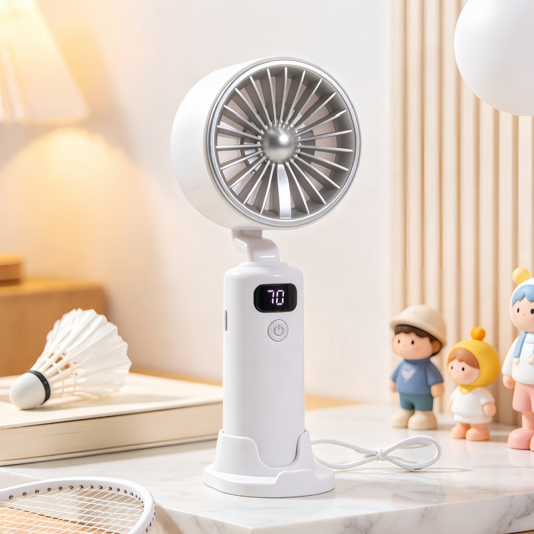 Women portable USB table fan with digital speed display Kalsten