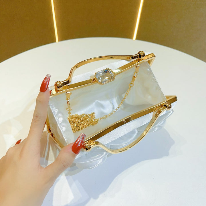 Decorative Floral-Embellished Evening Handbag