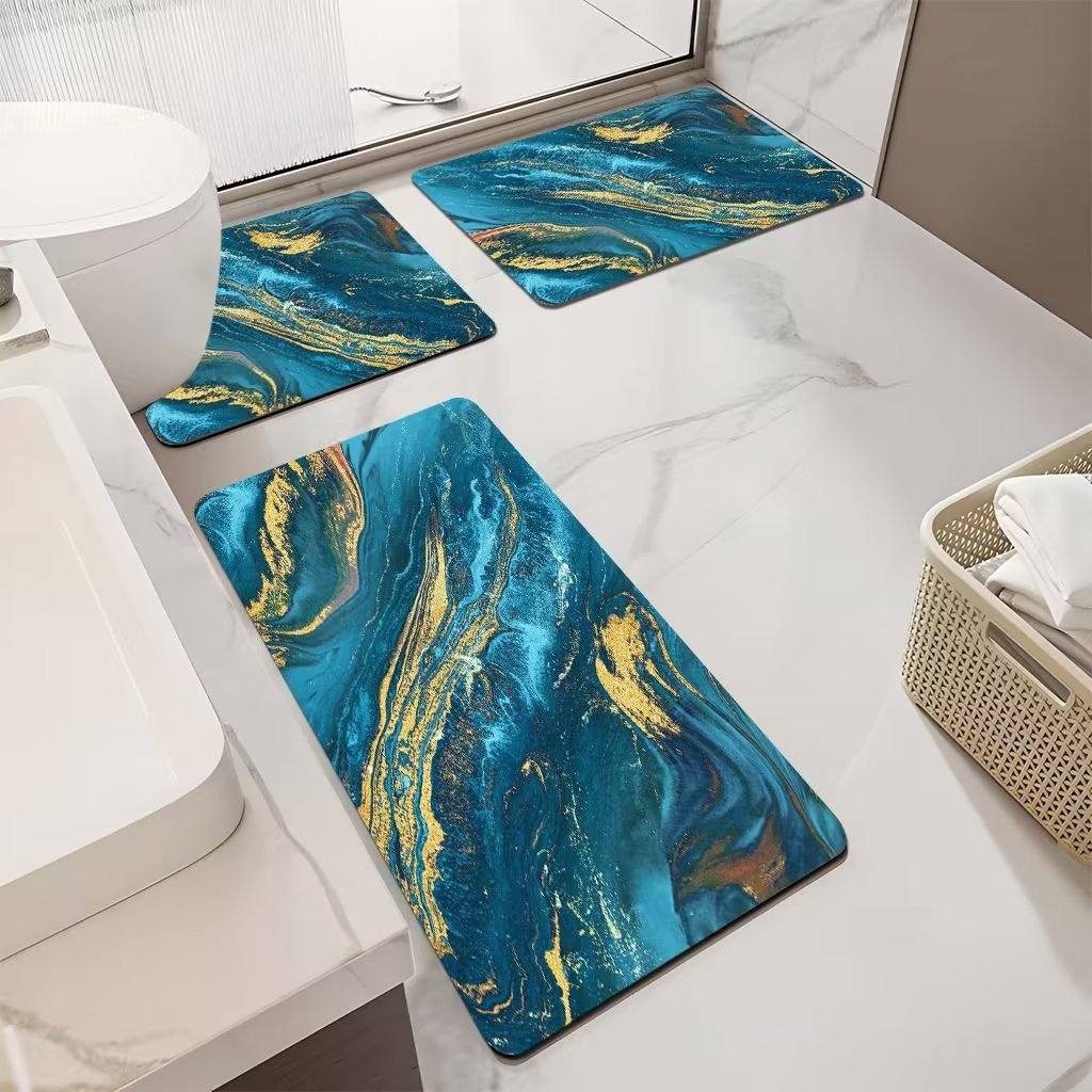 Luxurious Marble Pattern Bath Mat Set Kalsten
