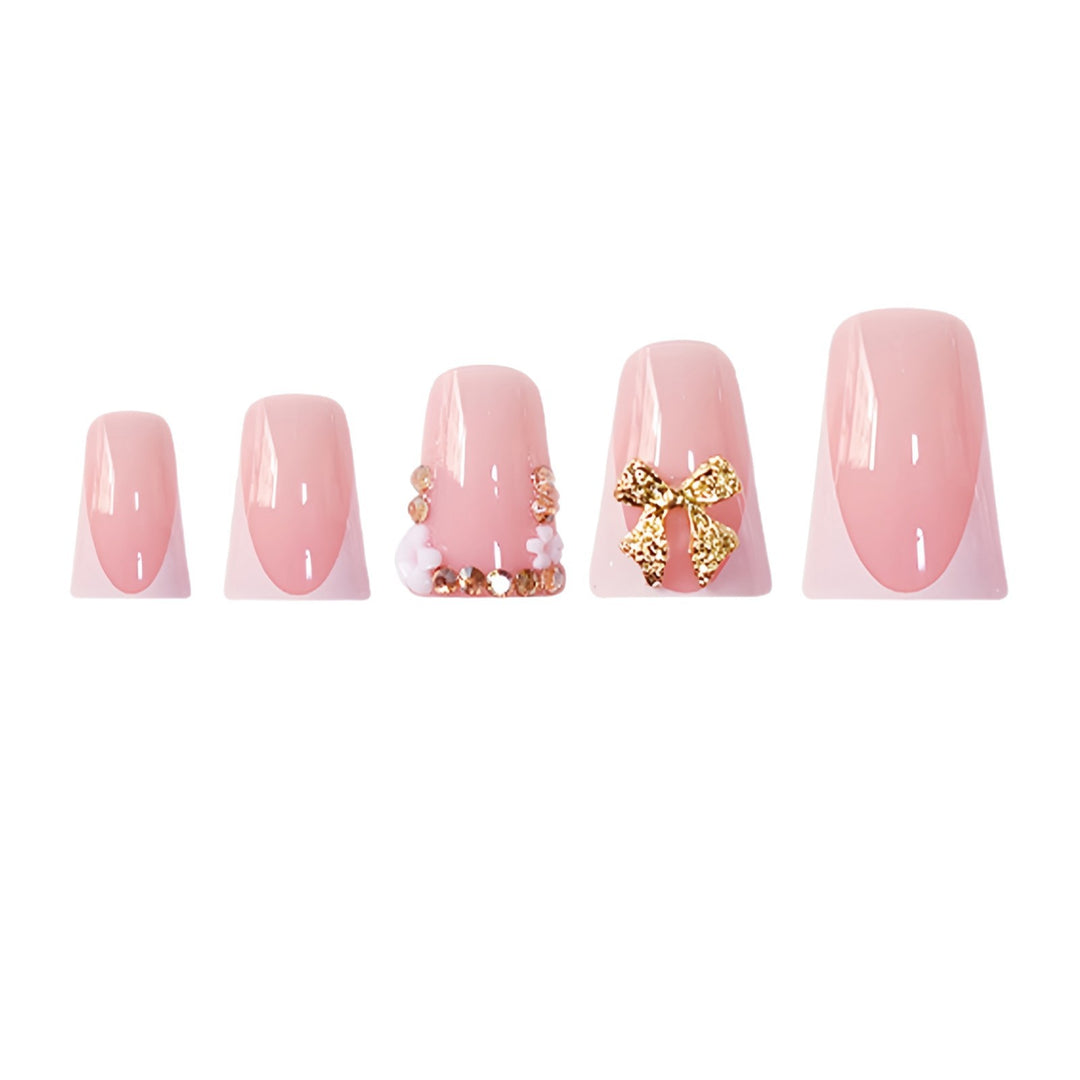 Decorative 3D Floral Press-On Nails with Gem Accents Kalsten