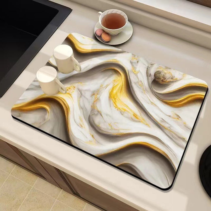 Marble-Inspired Kitchen Counter Mat Kalsten
