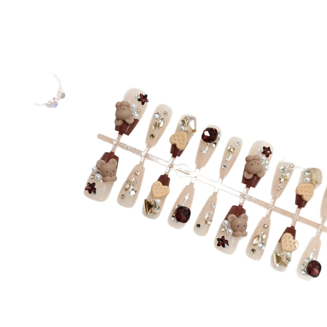 Artificial nails with charming animal and glitter design Kalsten