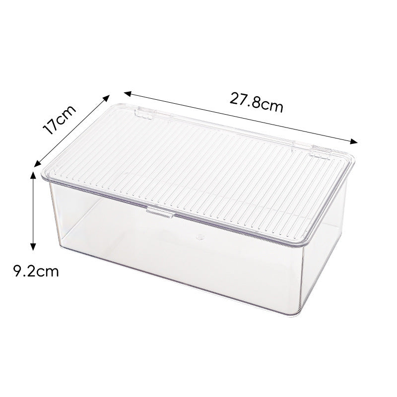 Plastic storage box with ribbed clip lid and stackable design