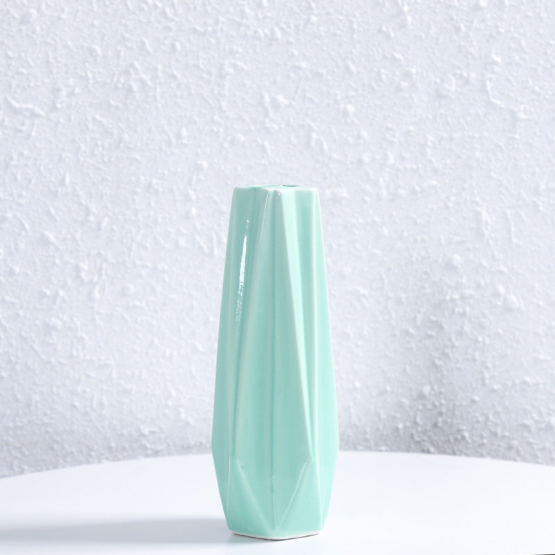 Geometric Faceted Ceramic Flower Vase Kalsten
