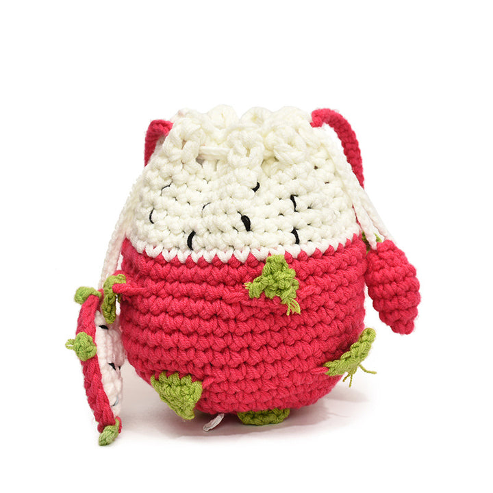 Crochet Strawberry-Themed Mini Backpack