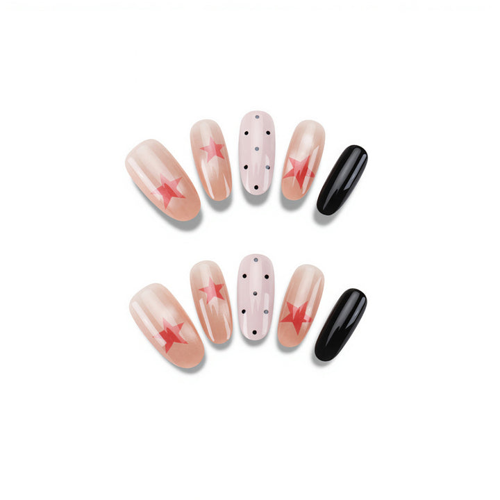 Artistic Press-On Nail Set with Bold Star Designs Kalsten