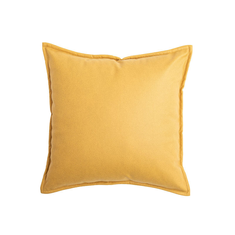 Square Piped-Edge Velvet-Look Decorative Throw Pillow with Removable Zip Cover and Plush Insert
