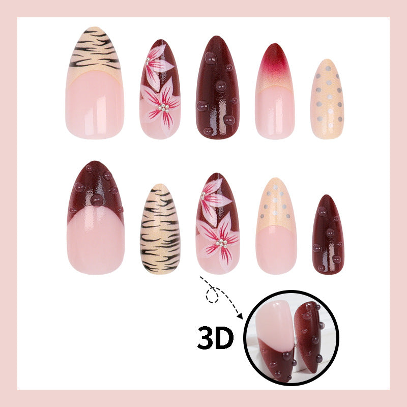 Artificial nail set with floral and animal designs Kalsten