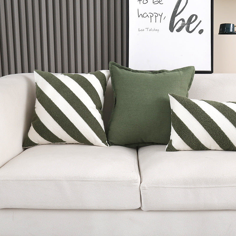 Solid Square Linen-Blend Decorative Throw Pillow Cover with Hidden Zipper and Removable Insert
