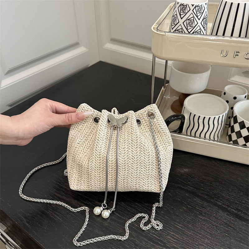 Elegant Woven Drawstring Mini Handbag Kalsten