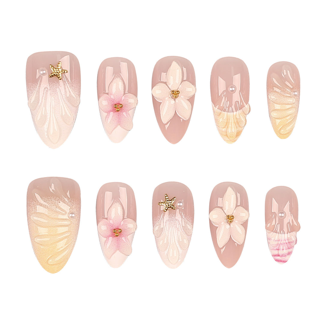 Elegant Floral Press-On Nail Art Set