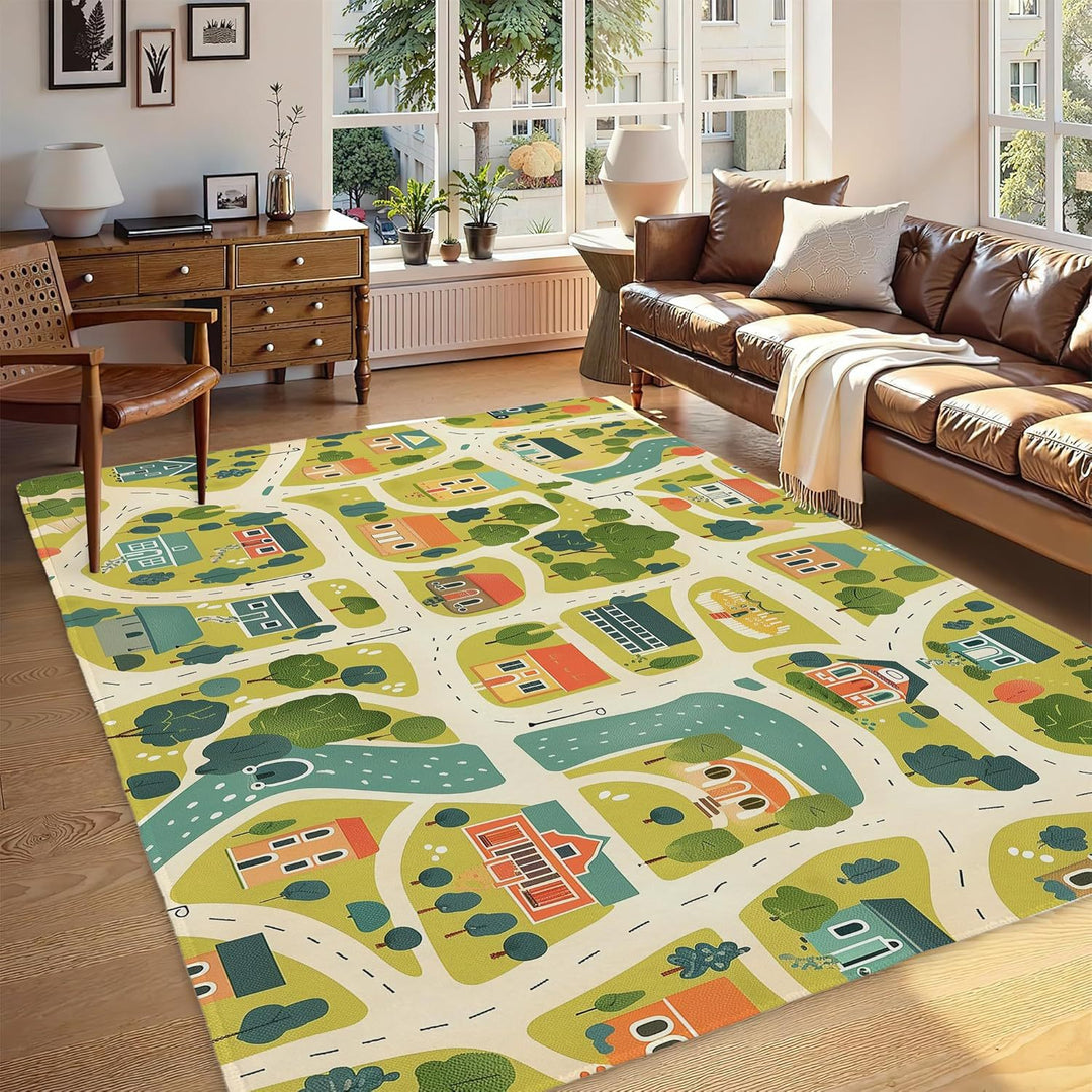 Abstract Leaf Print Area Rug