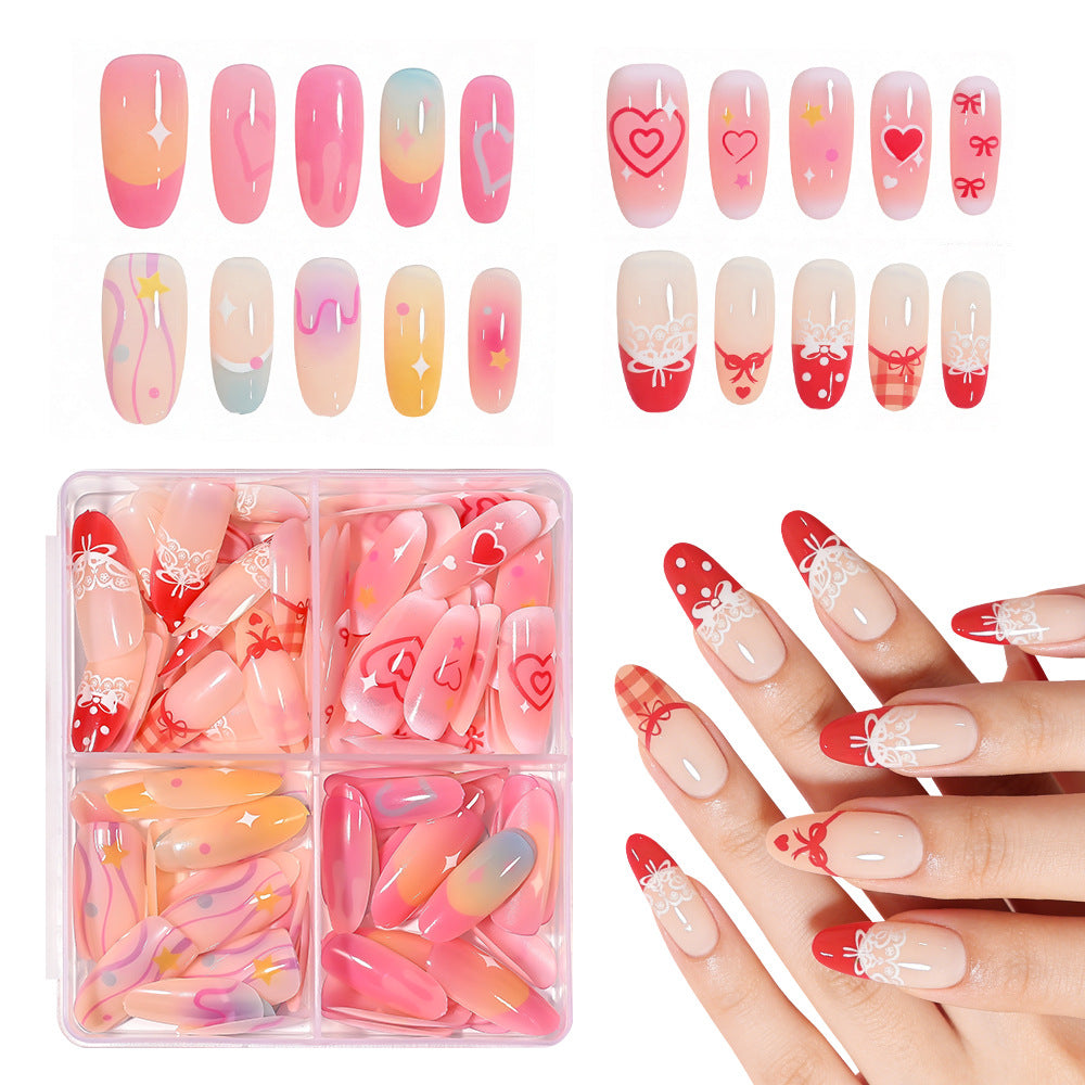 Heart-Themed Press-On Nail Art Set