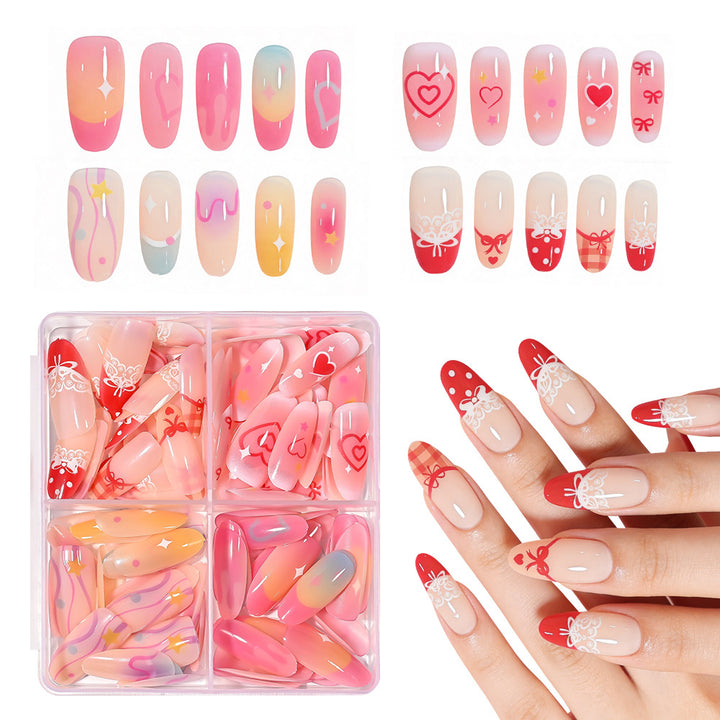 Heart-Themed Press-On Nail Art Set