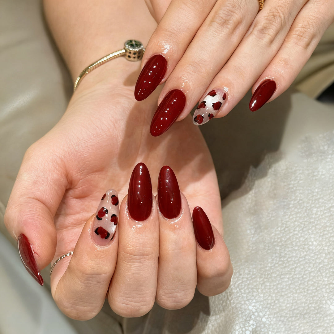 Artistic Press-On Nail Art Set with Cherry Accents Kalsten