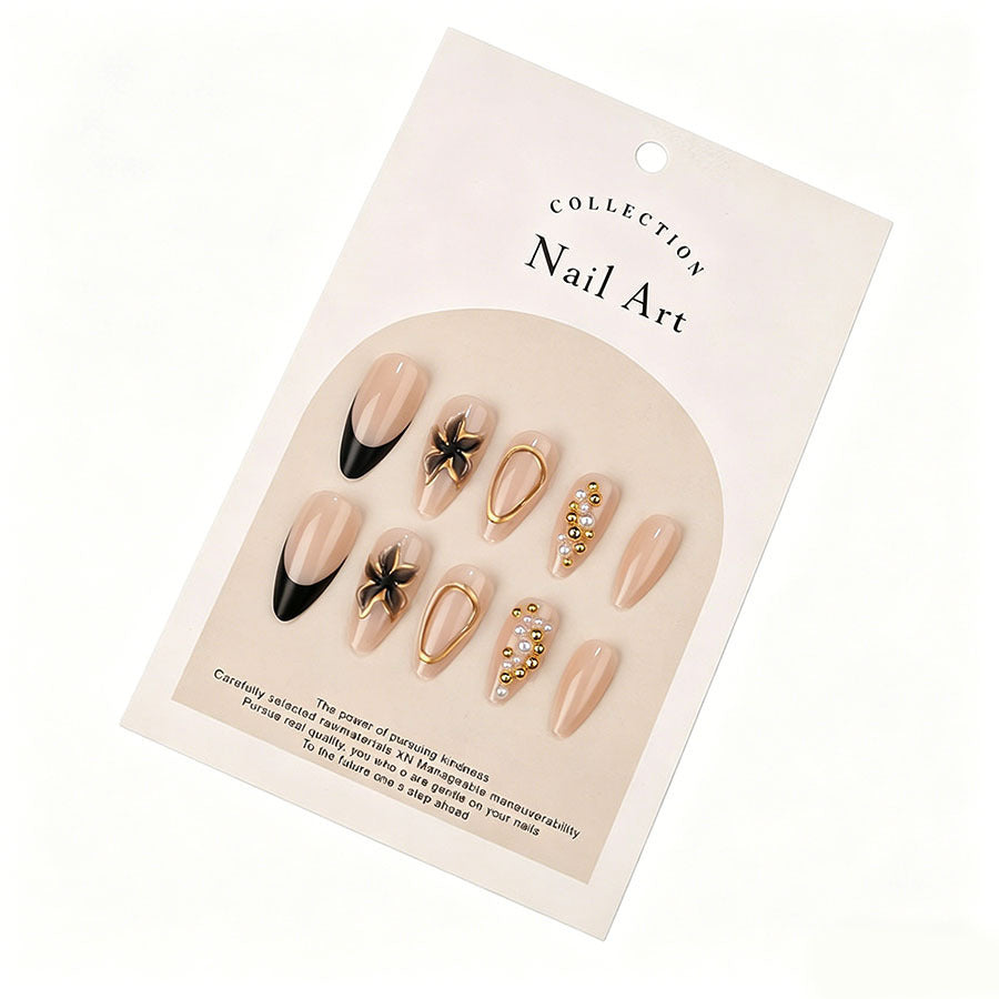 Elegant artificial nails with pearl and gold accents Kalsten
