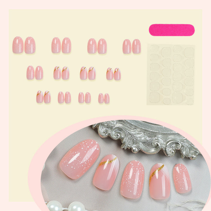 Premium Decorative Press-On Nail Set with Glitter and Gold Accents Kalsten