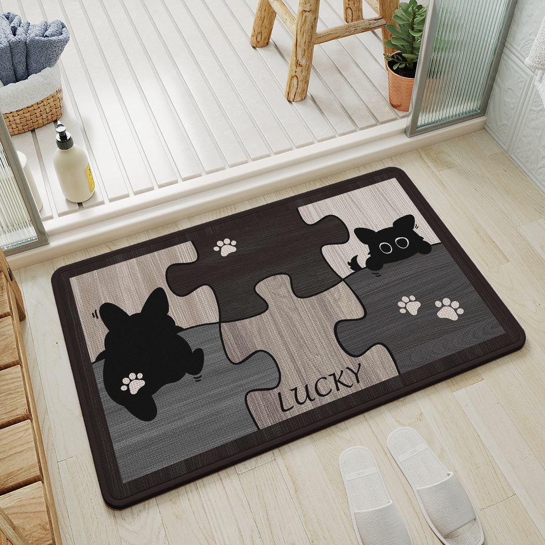 Puzzle Cat Themed Floor Mat