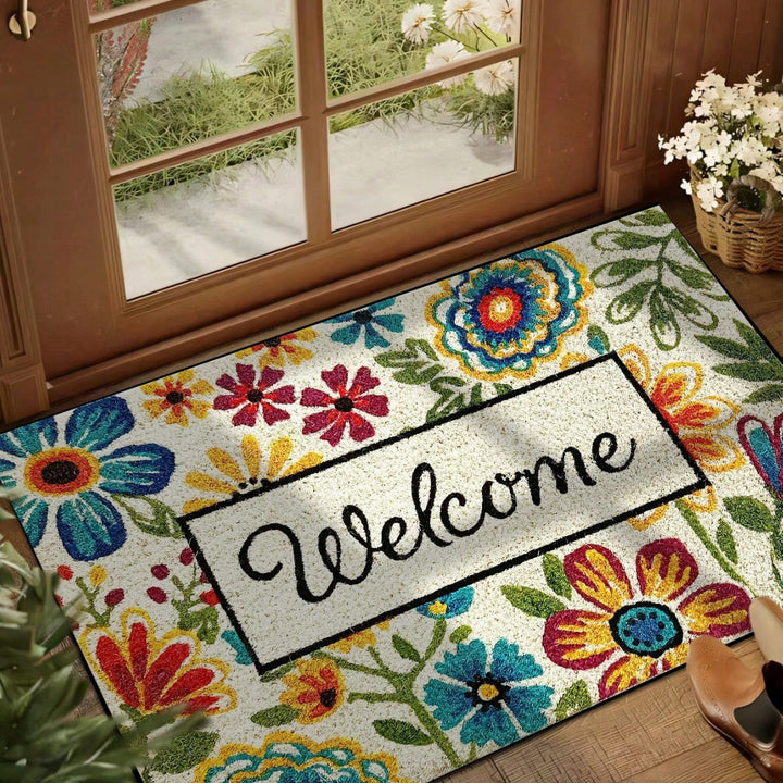 Floral Welcome Door Mat Kalsten