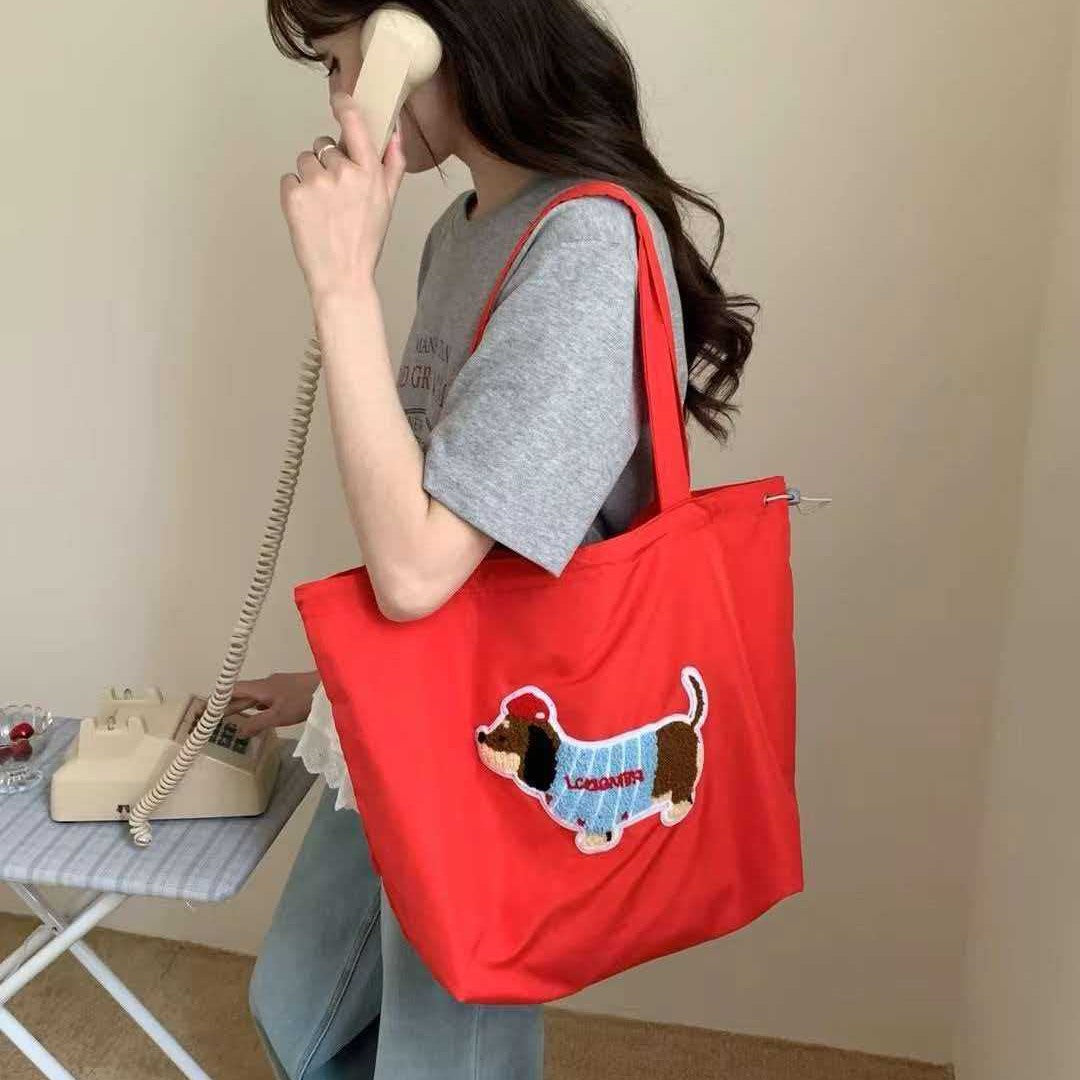 Cute Dog Embroidered Tote Bag Kalsten