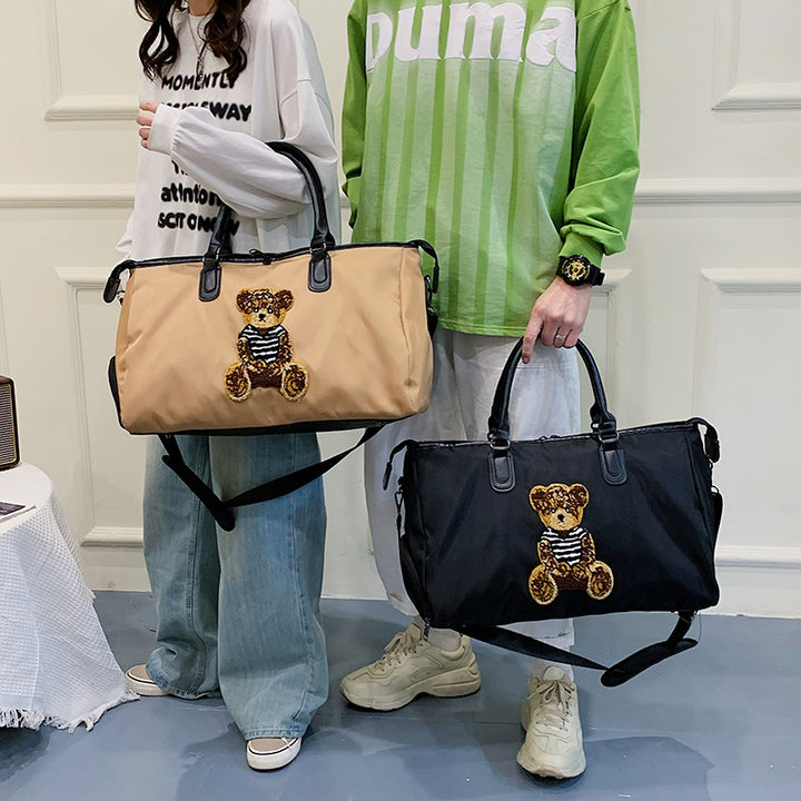 Cute Bear Embroidered Travel Duffle Bag Kalsten